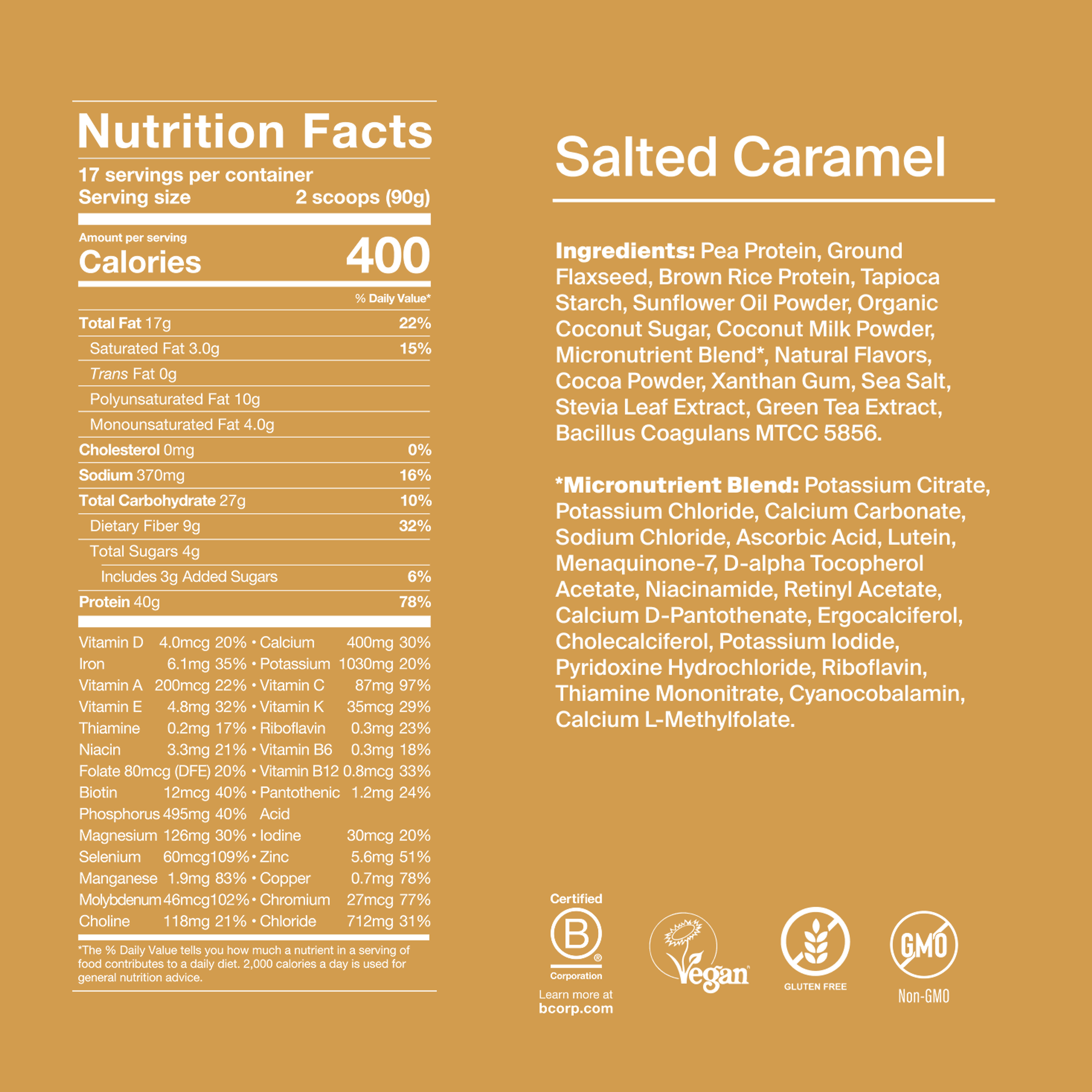 Black Edition Powder back-of-pack with ingredients - Salted Caramel flavour