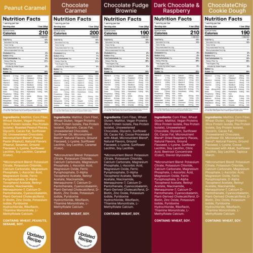 The back-of-pack label of a houeal.complete Nutrition Bar accompanied by images of ingredients