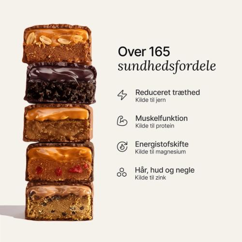 An image of a stack of Huel Complete Nutrition Bars next to text outlining key health benefits