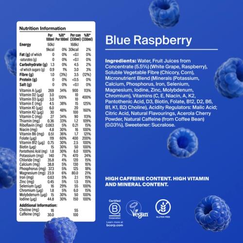 The nutritional information of Blue Raspberry Daily A-Z