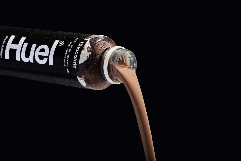 An image of a single bottle of Huel Black Edition Ready-to-drink, chocolate flavor