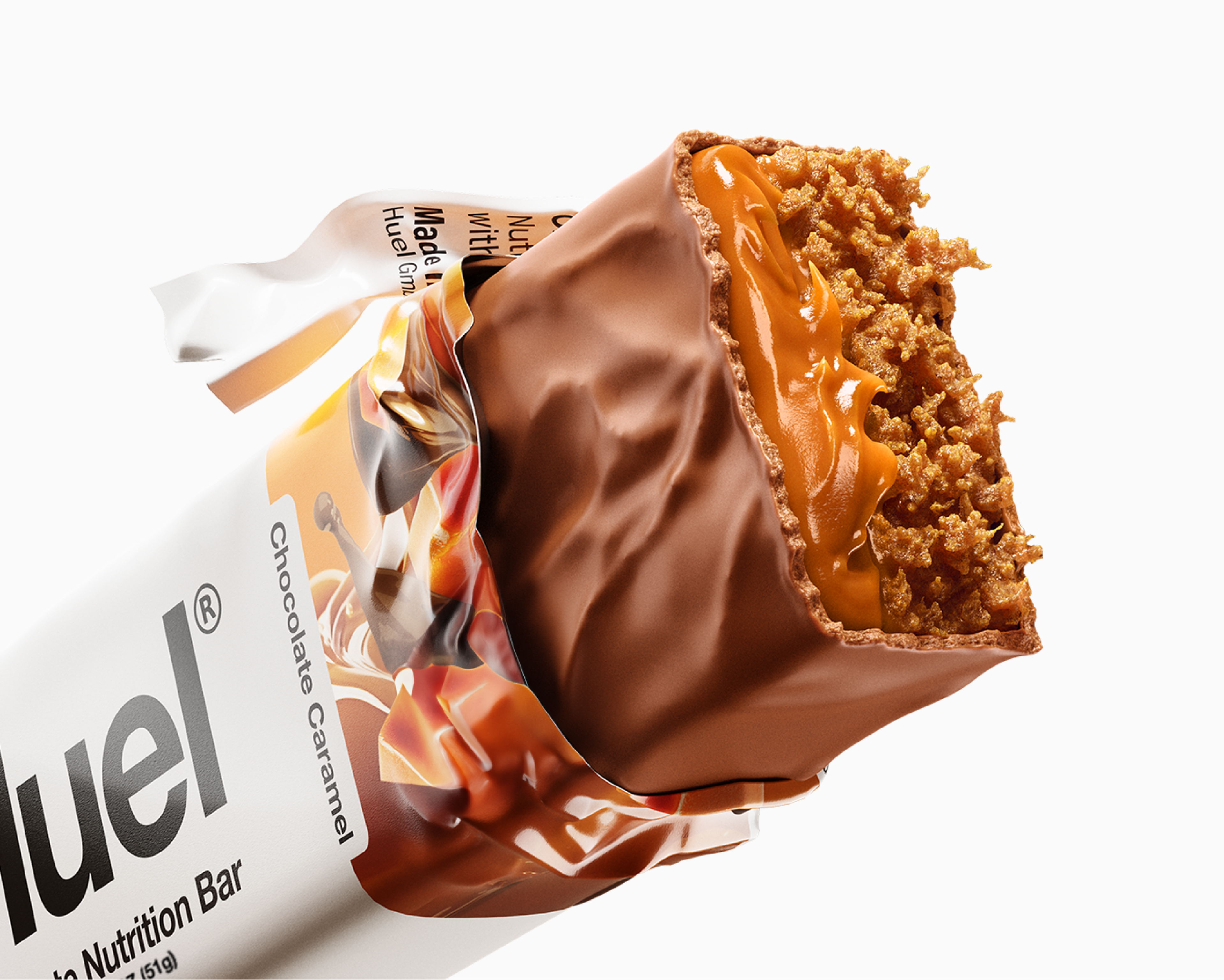Teilweise enthüllter Chocolate Caramel Complete Protein Riegel