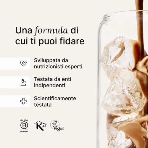 Un'immagine di Huel RTD versato in un bicchiere 