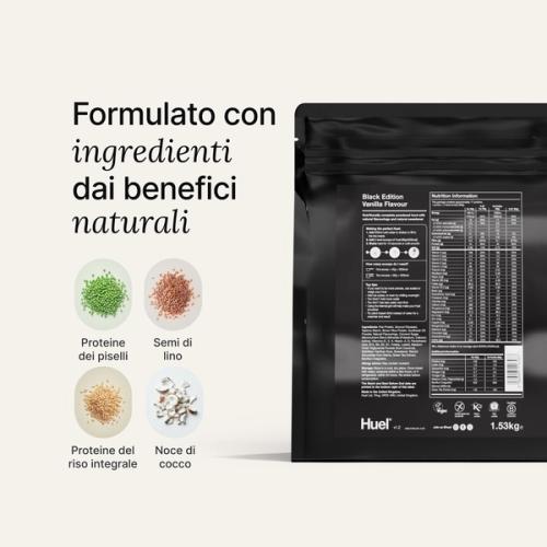 Retro della confezione BE Powder con ingredienti