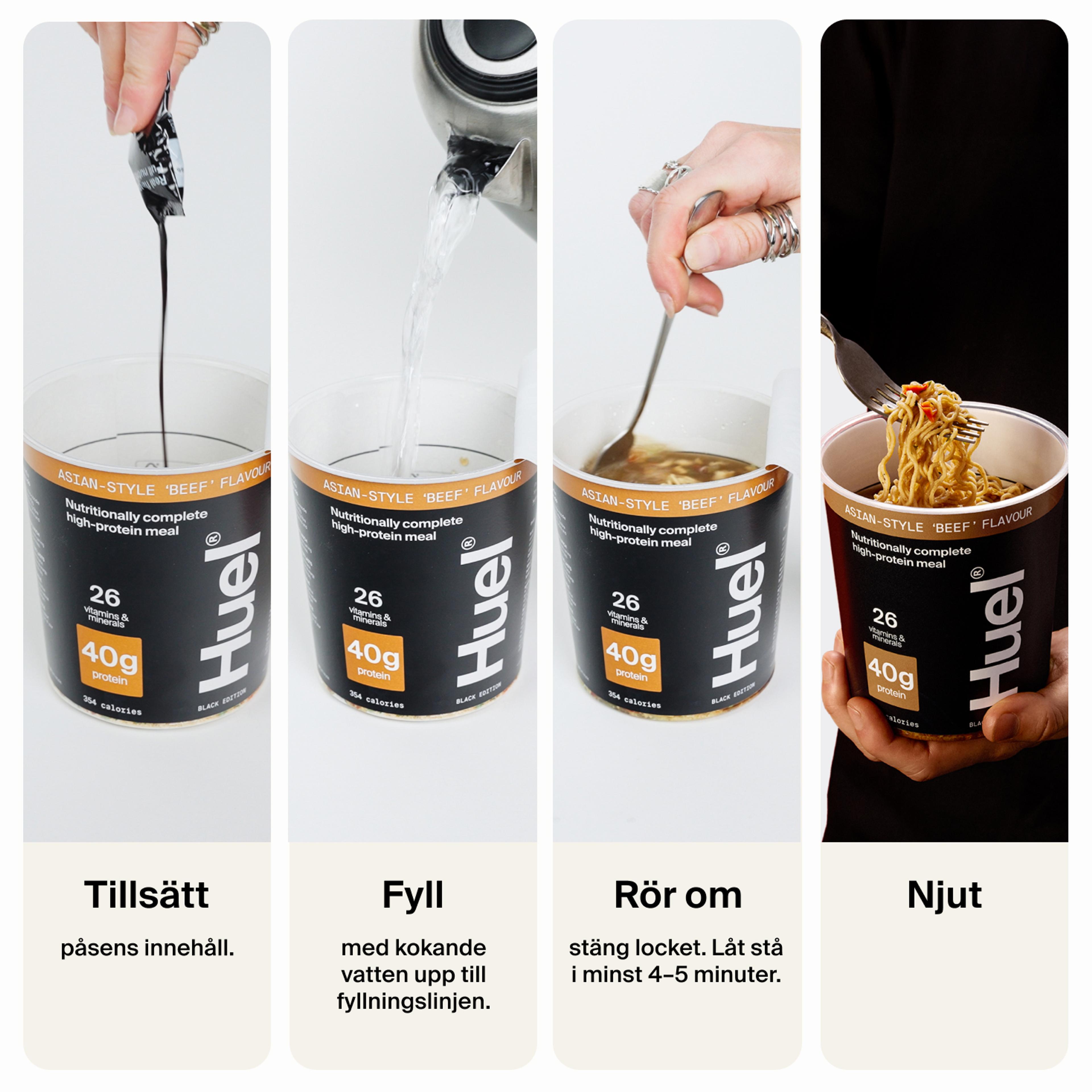 A step-by-step guide for making Huel Black Edition Ramen