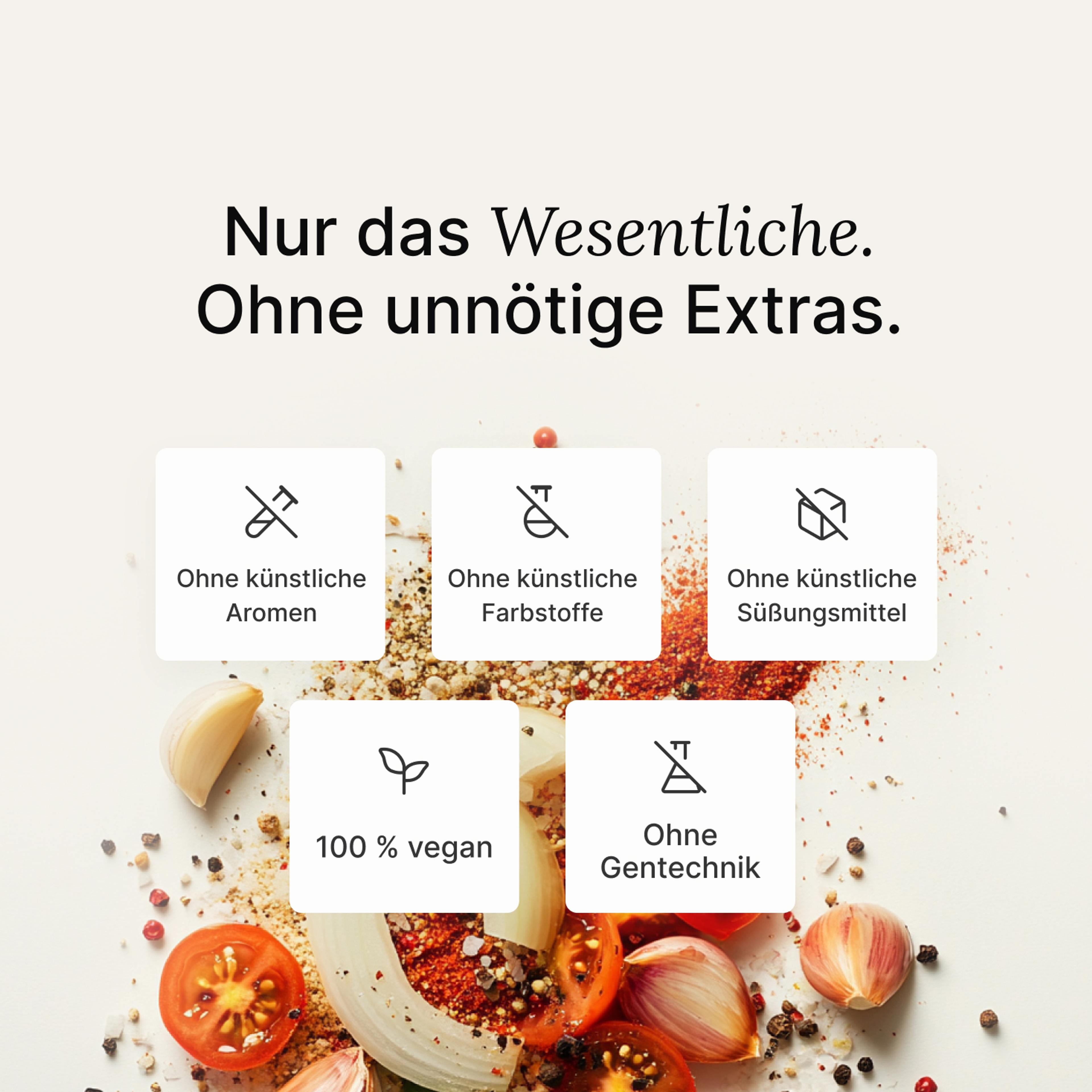 Dried vegetables and herbs blend on a neutral colour background