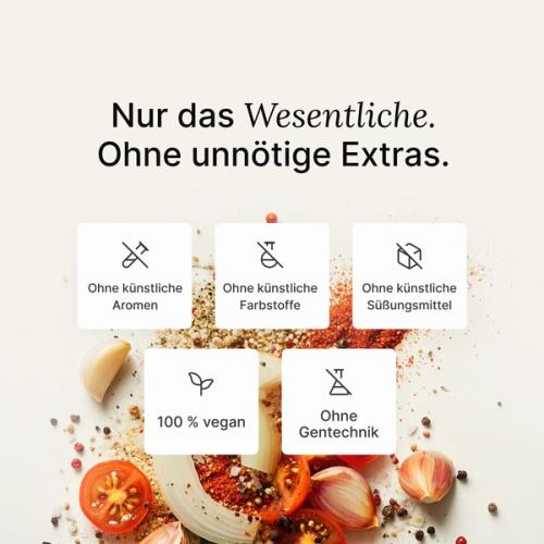 Dried vegetables and herbs blend on a neutral colour background