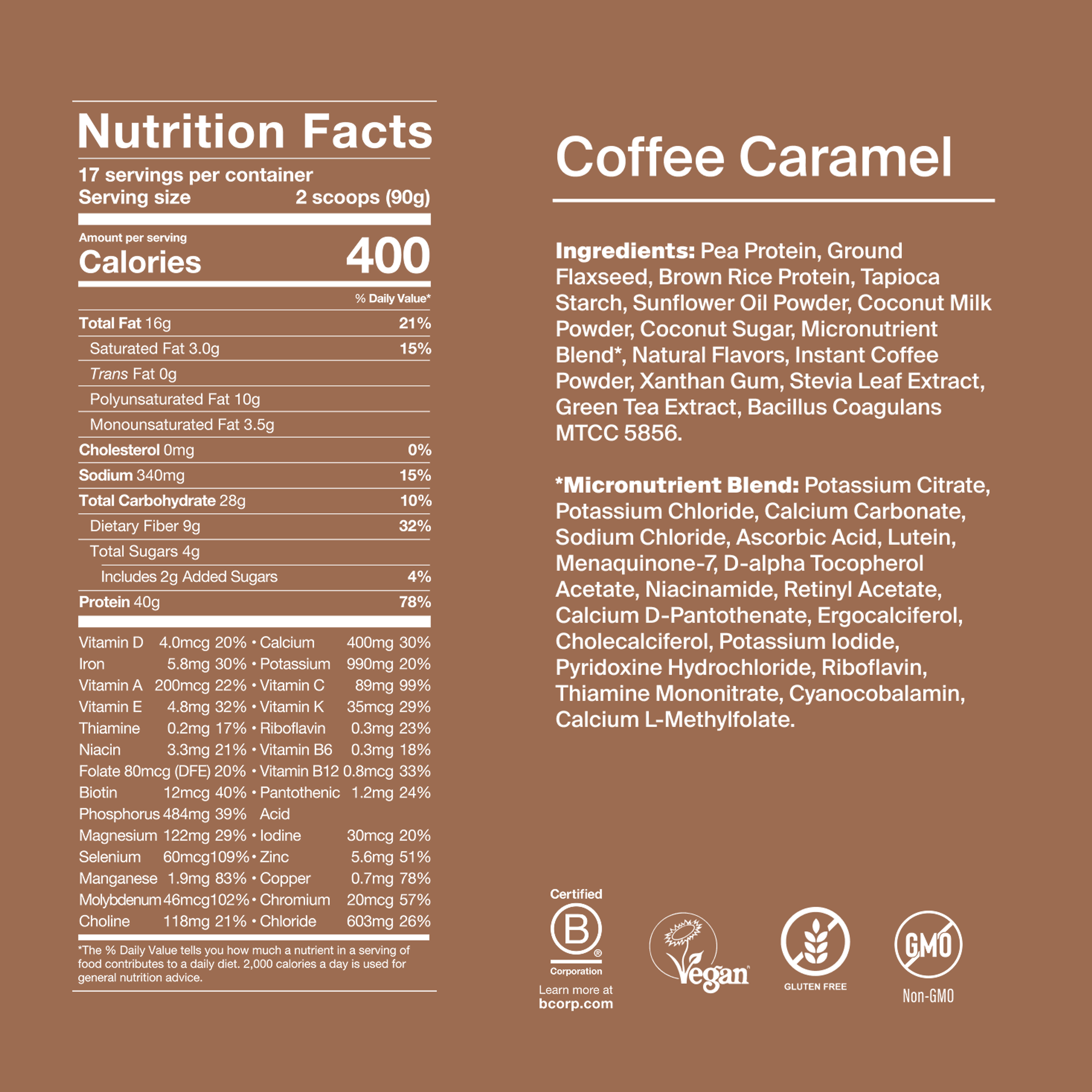 Black Edition Powder back-of-pack with ingredients - Coffee Caramel