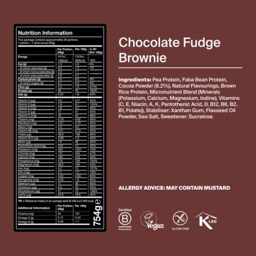 the back of a Huel complete protein powder bag containing nutritional information