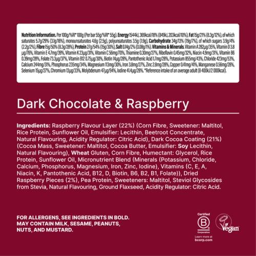 The back-of-pack label of a Huel Complete Nutrition Bar accompanied by images of ingredients