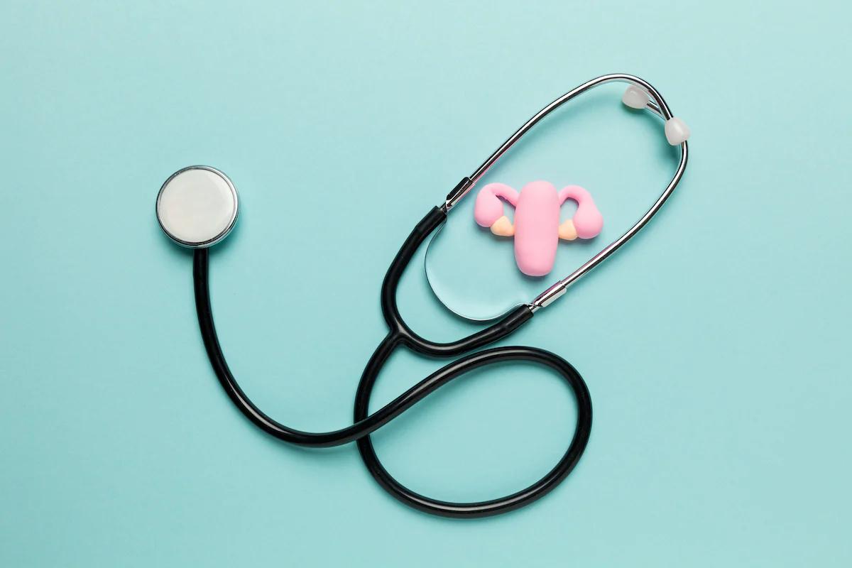 stethoscope on a teal background