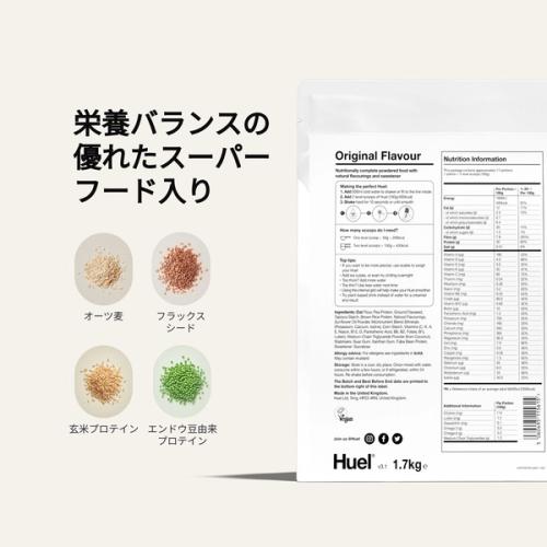 Back of pack nutritional information for Huel Powder