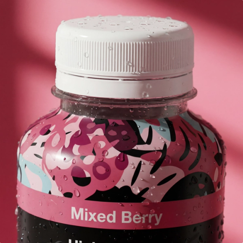 A close up image of a Huel Black Edition Ready-to-drink Mixed Berry bottle