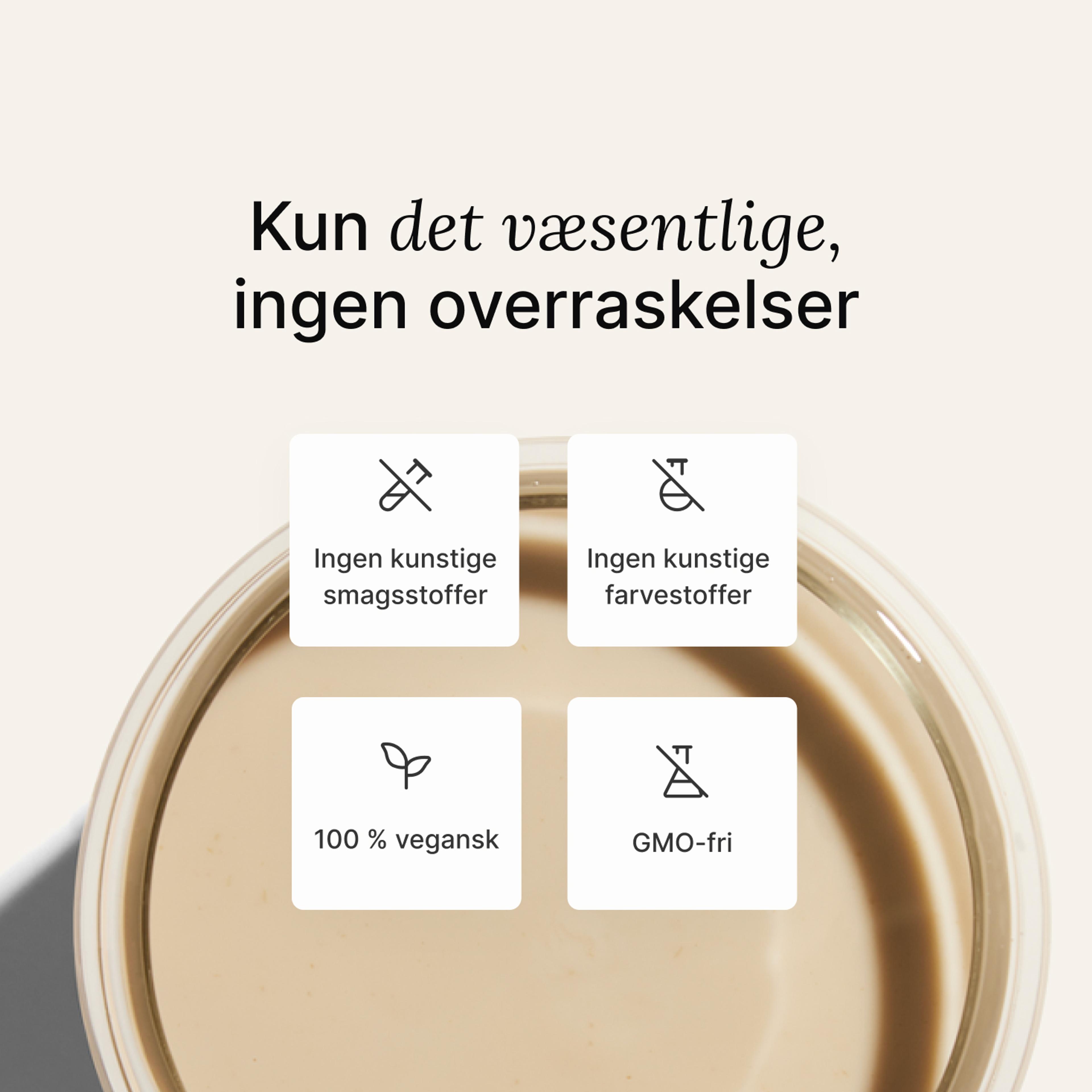 image of a glass of Huel meal replacement drink on a neutral colour background with key health benefits