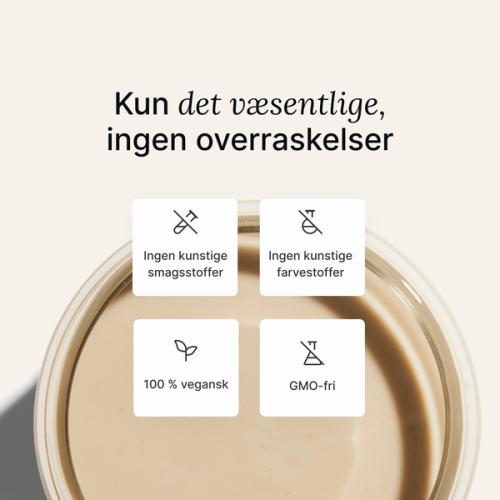 image of a glass of Huel meal replacement drink on a neutral colour background with key health benefits