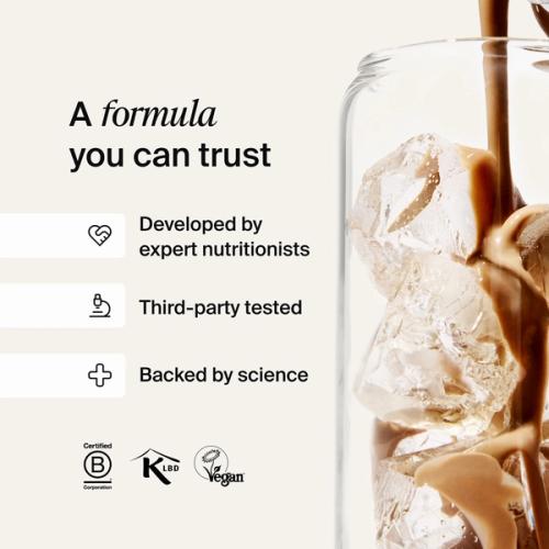 An image of Huel RTD being poured into a glass 