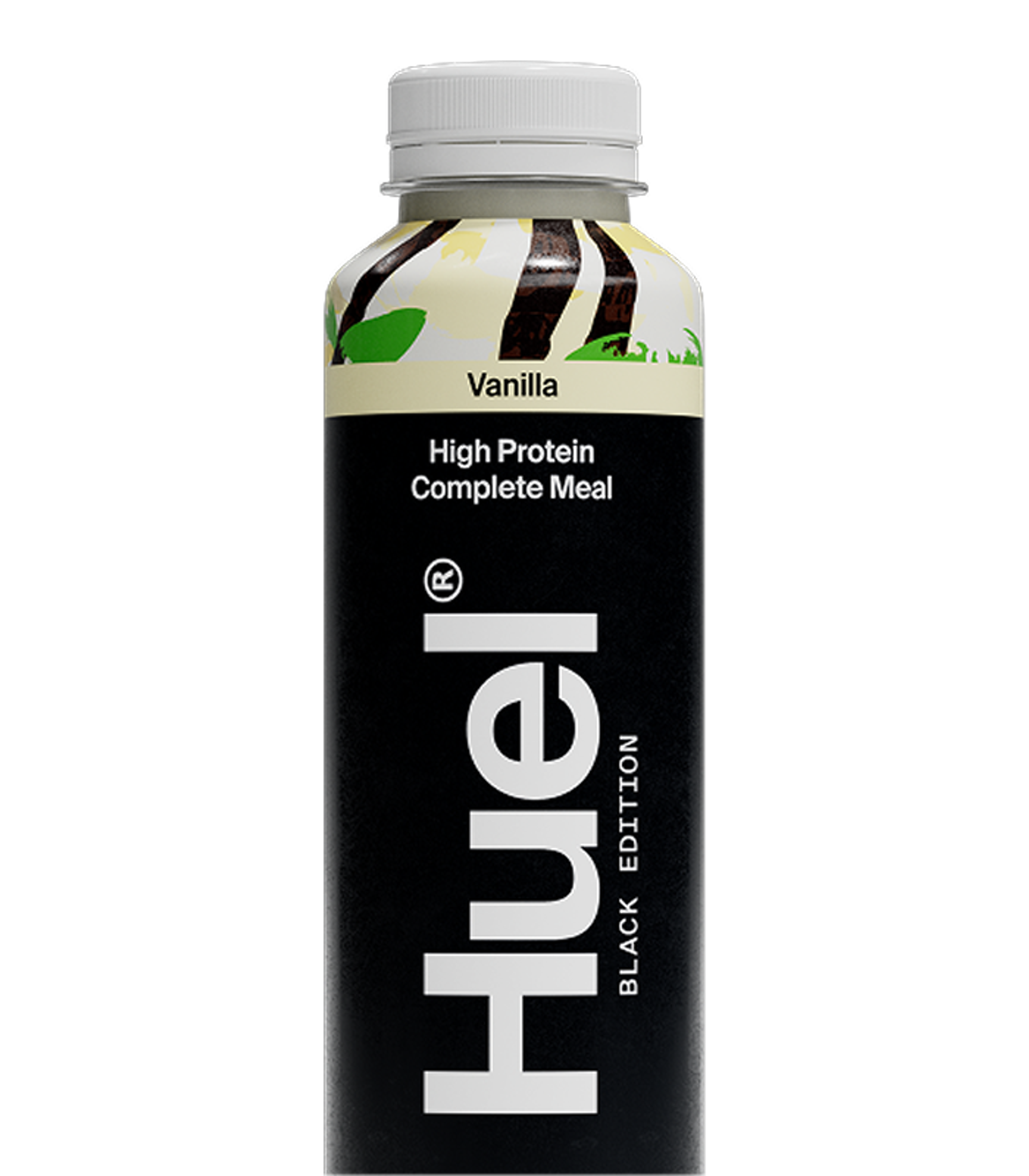 Image of a Huel Black Edition vanilla flavour bottle