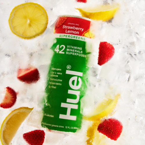 A can of Daily Greens Ready-to-drink pouring into a glass with ice