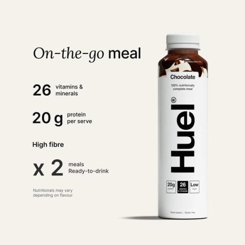 A bottle of Chocolate Huel Ready-to-drink high-protein meal drink
