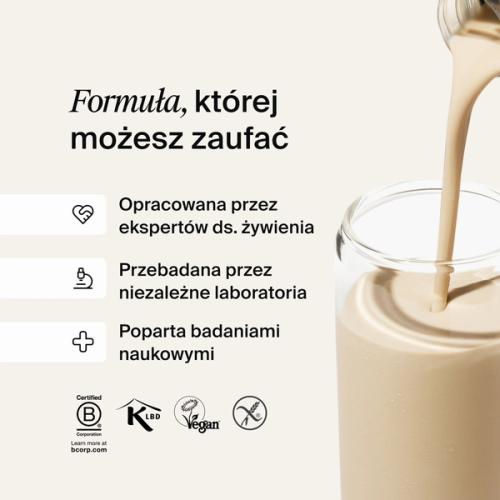 Huel RTD protein drink being poured into a glass