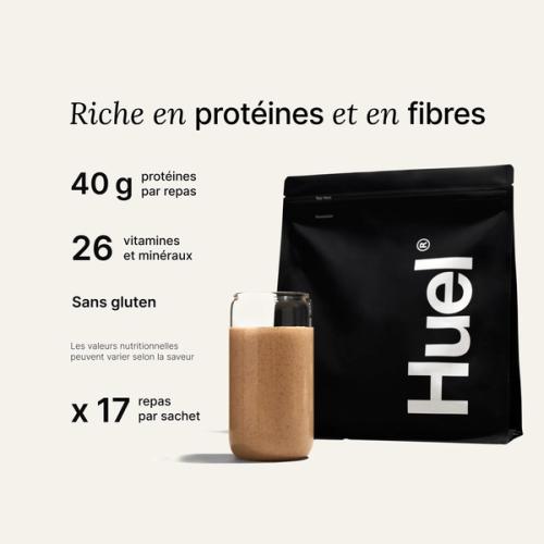 Un sachet de poudre de repas Huel Black Edition 