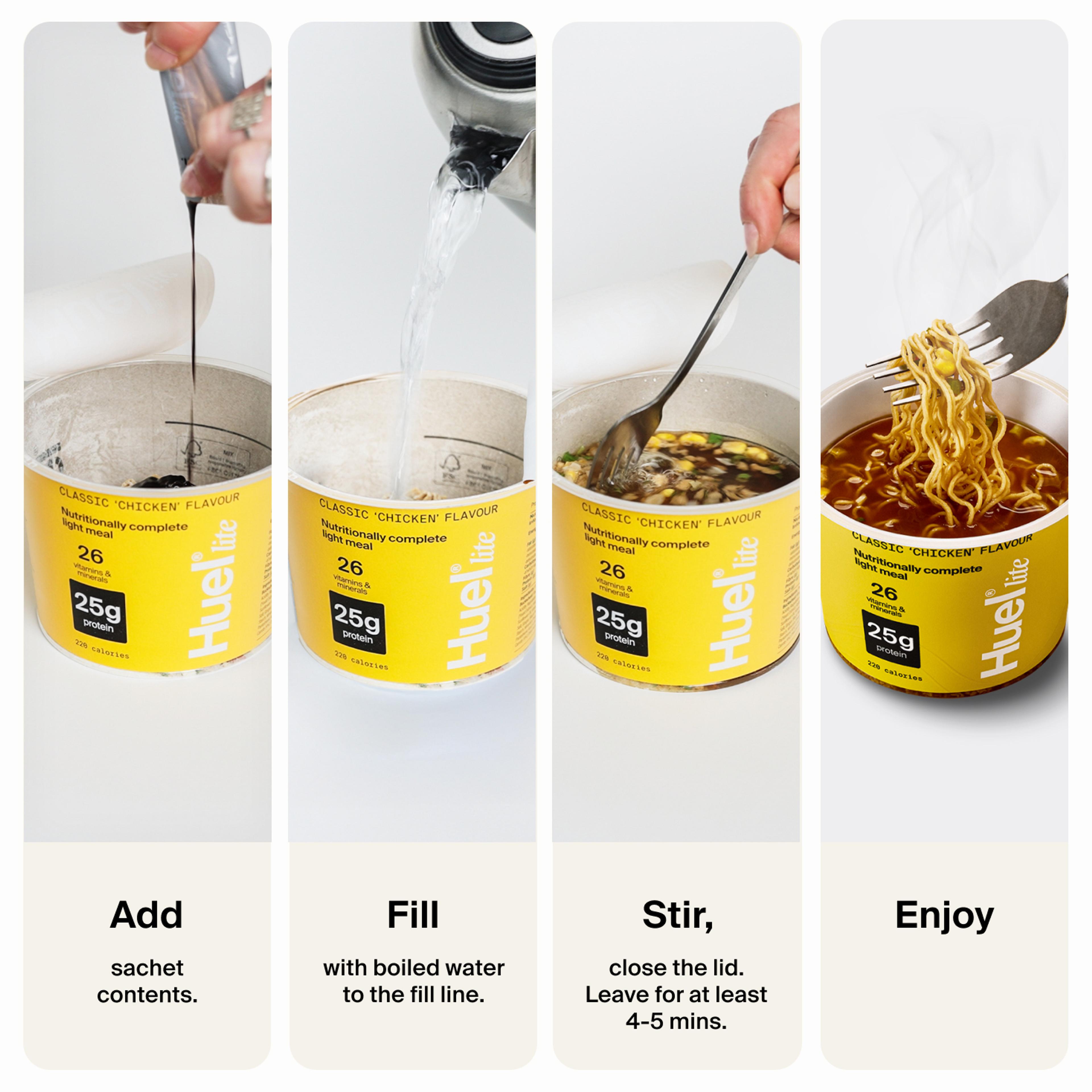 A step-by-step guide for making Huel Lite Ramen