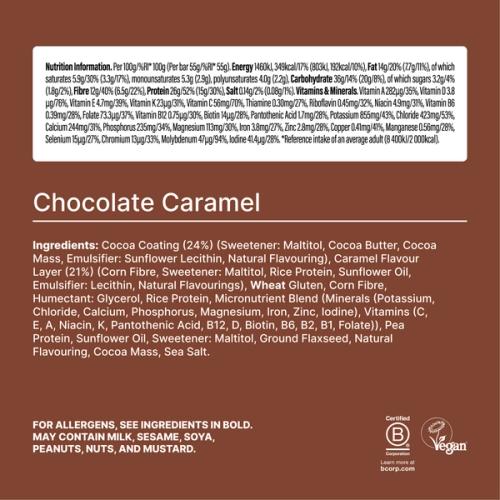 The back-of-pack label of a Huel Complete Nutrition Bar accompanied by images of ingredients
