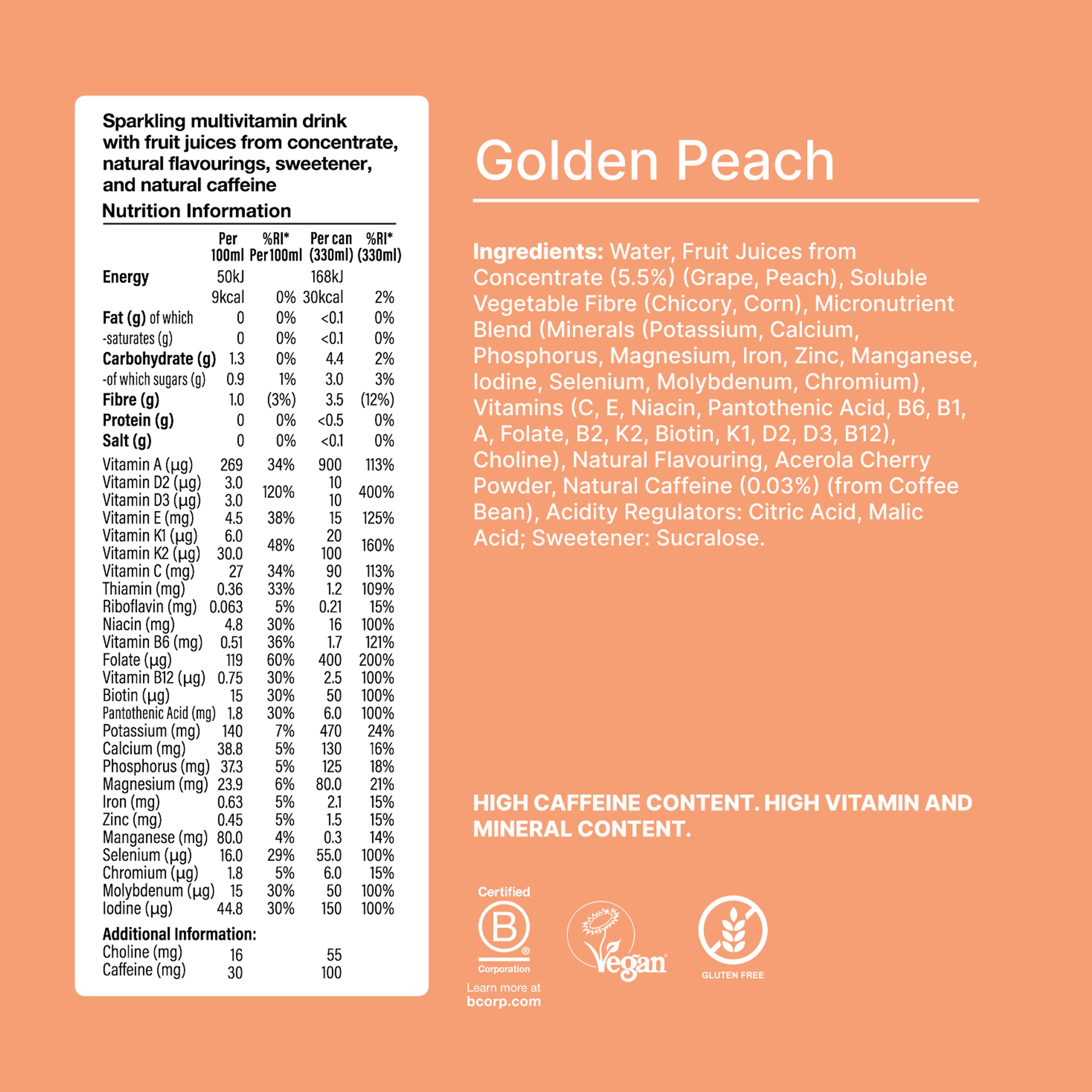 Back of pack nutritional information for Huel Daily A-Z Vitamins
