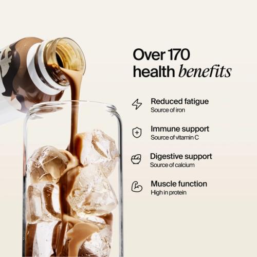 Huel protein drink pouring out of a Ready-to-drink bottle