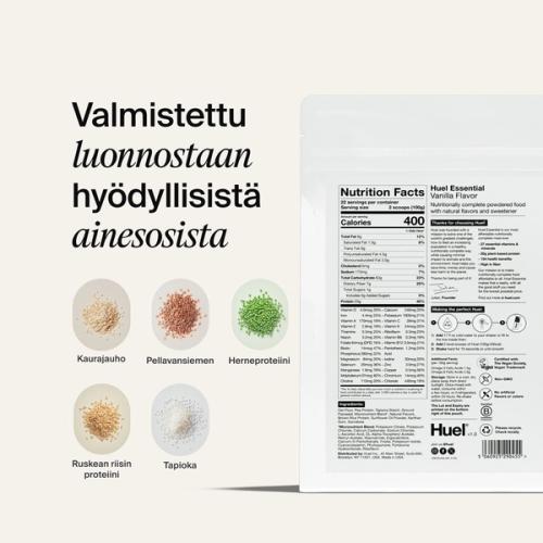 Huel Essential -pakkauksen ravintosisältö