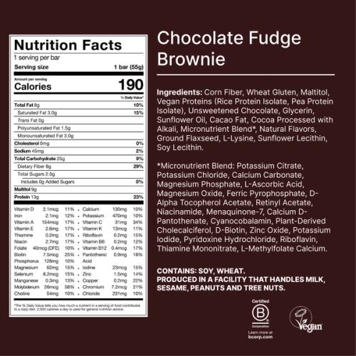 The back-of-pack label of a houeal.complete Nutrition Bar accompanied by images of ingredients