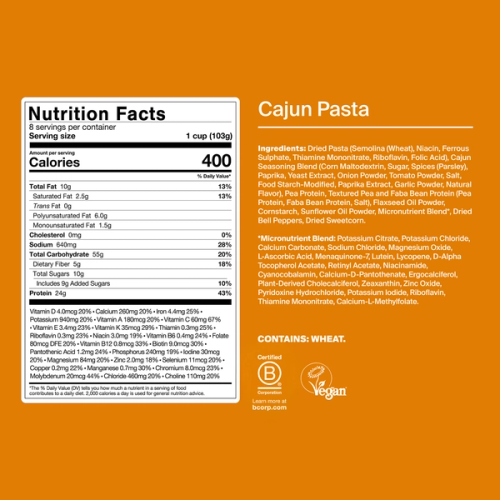 Nutritional information for the Cajun flavor of H&S
