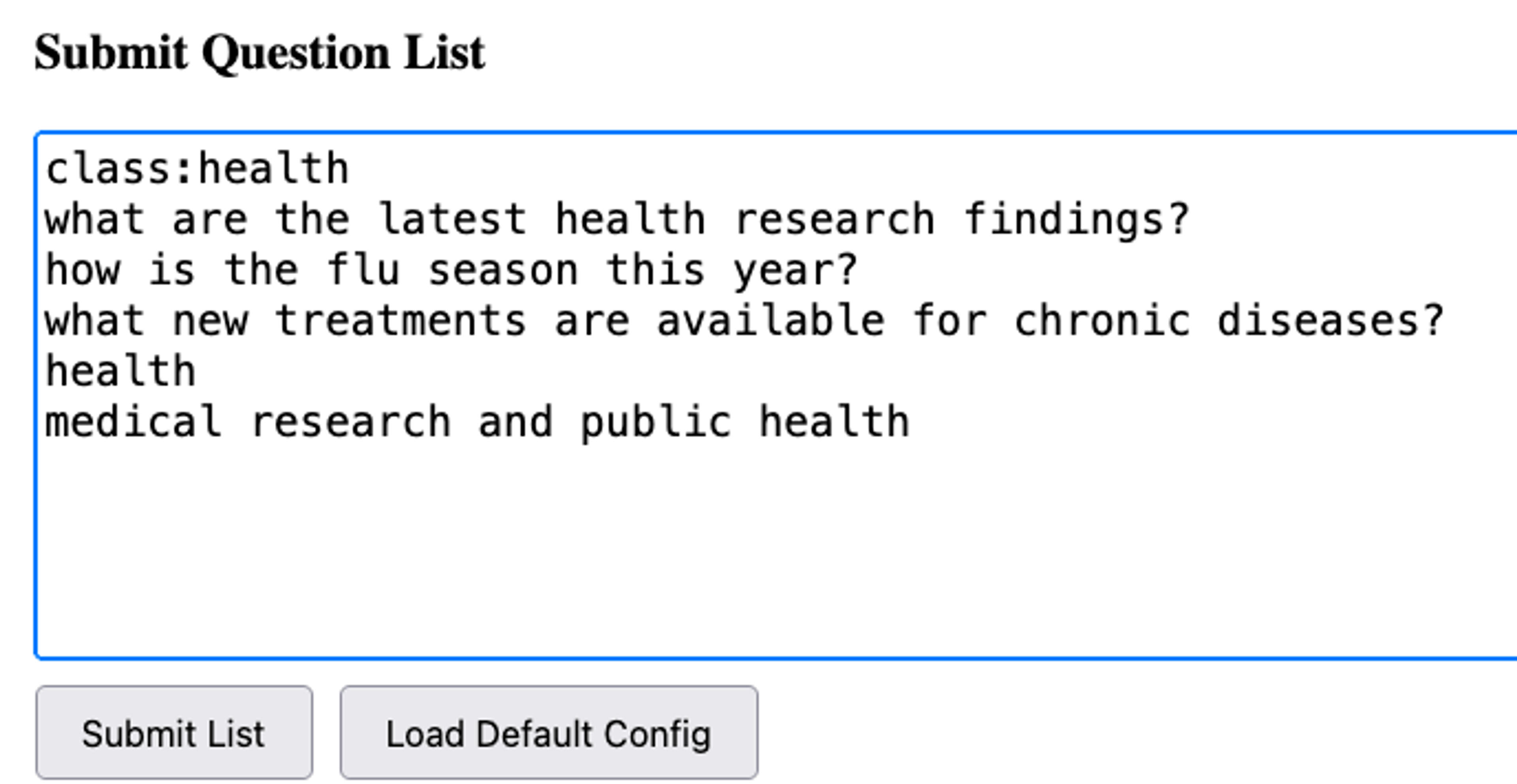 Submit question list