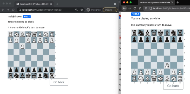 Screenshot showing online multiplayer chess