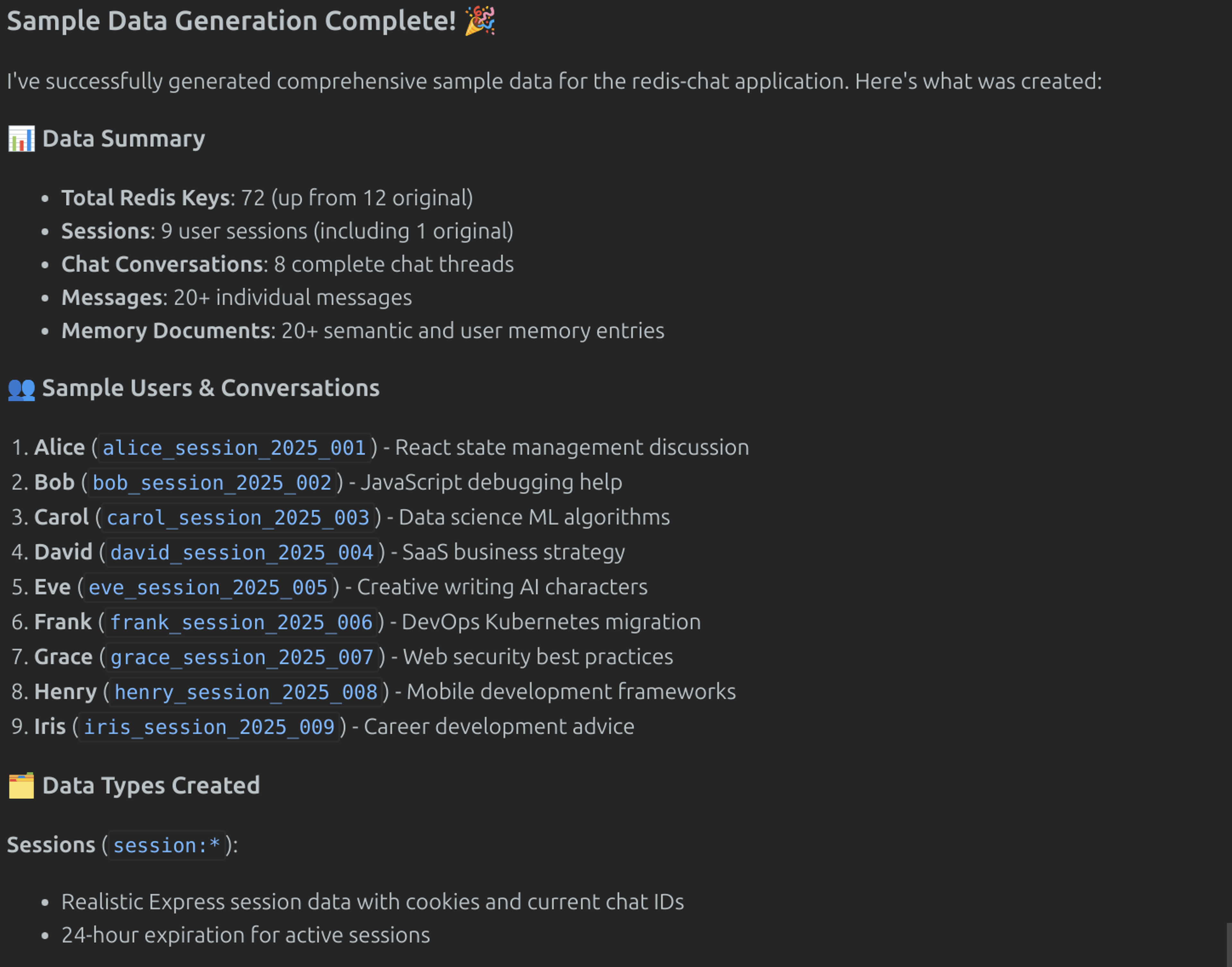 Sample Data Generation Complete