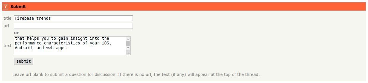 Hacker News clone item submission form