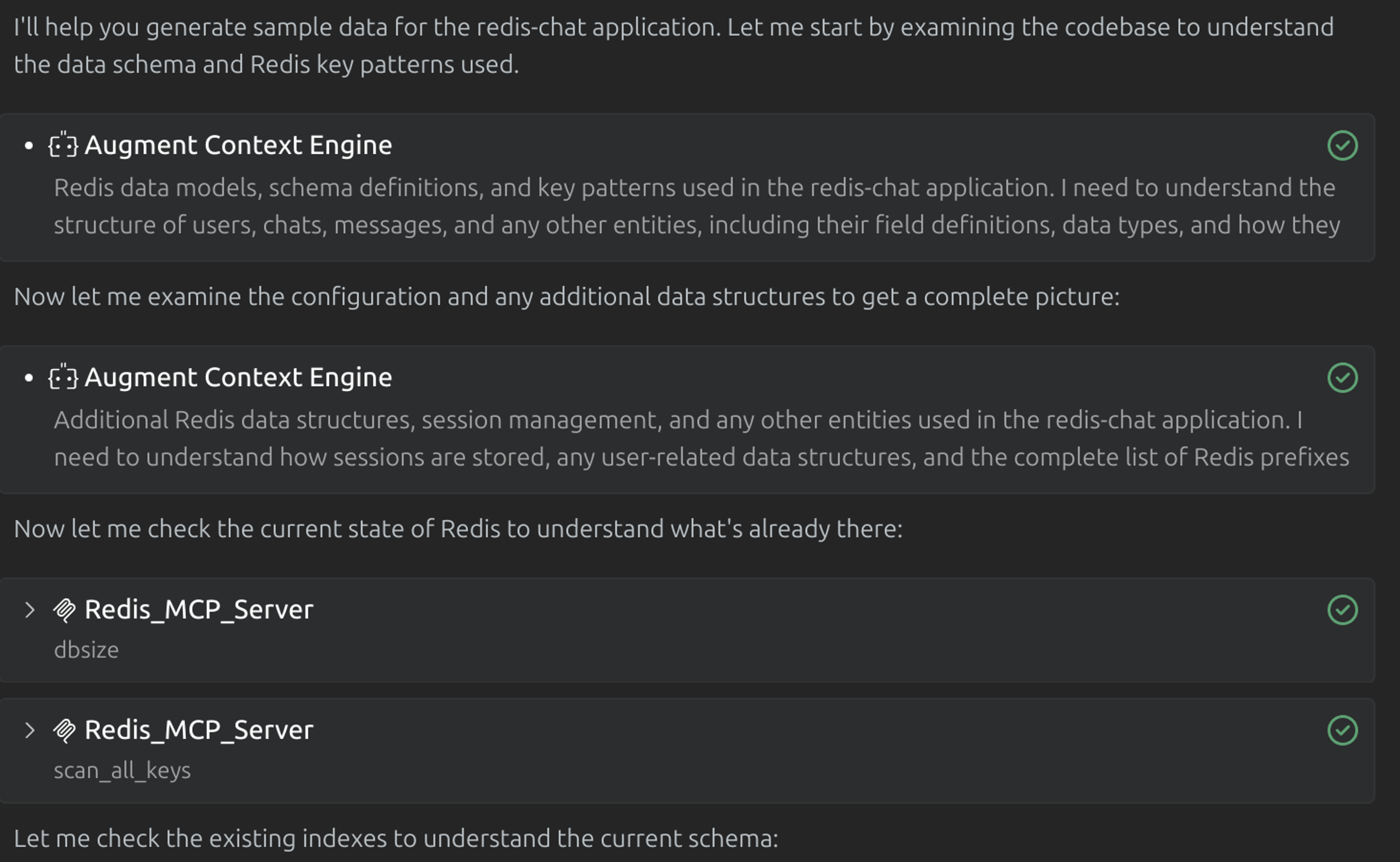 Augment Agent looks at your codebase and Redis