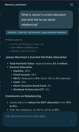 Chatbot answering Redis Agent Memory question