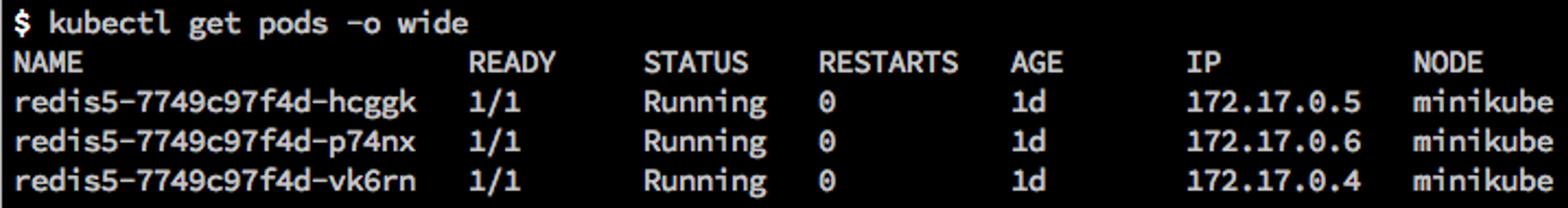Output of kubectl get pods