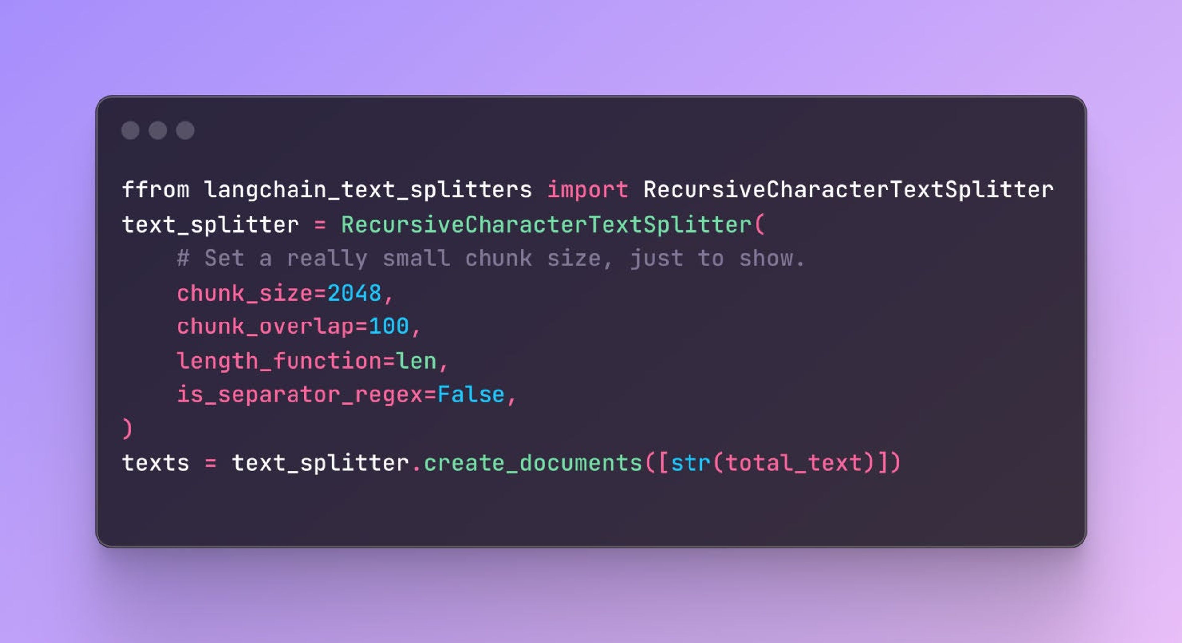 chunks using LangChain