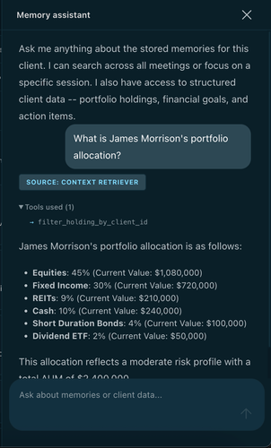 Chatbot answering What is James Morrison's portfolio allocation?