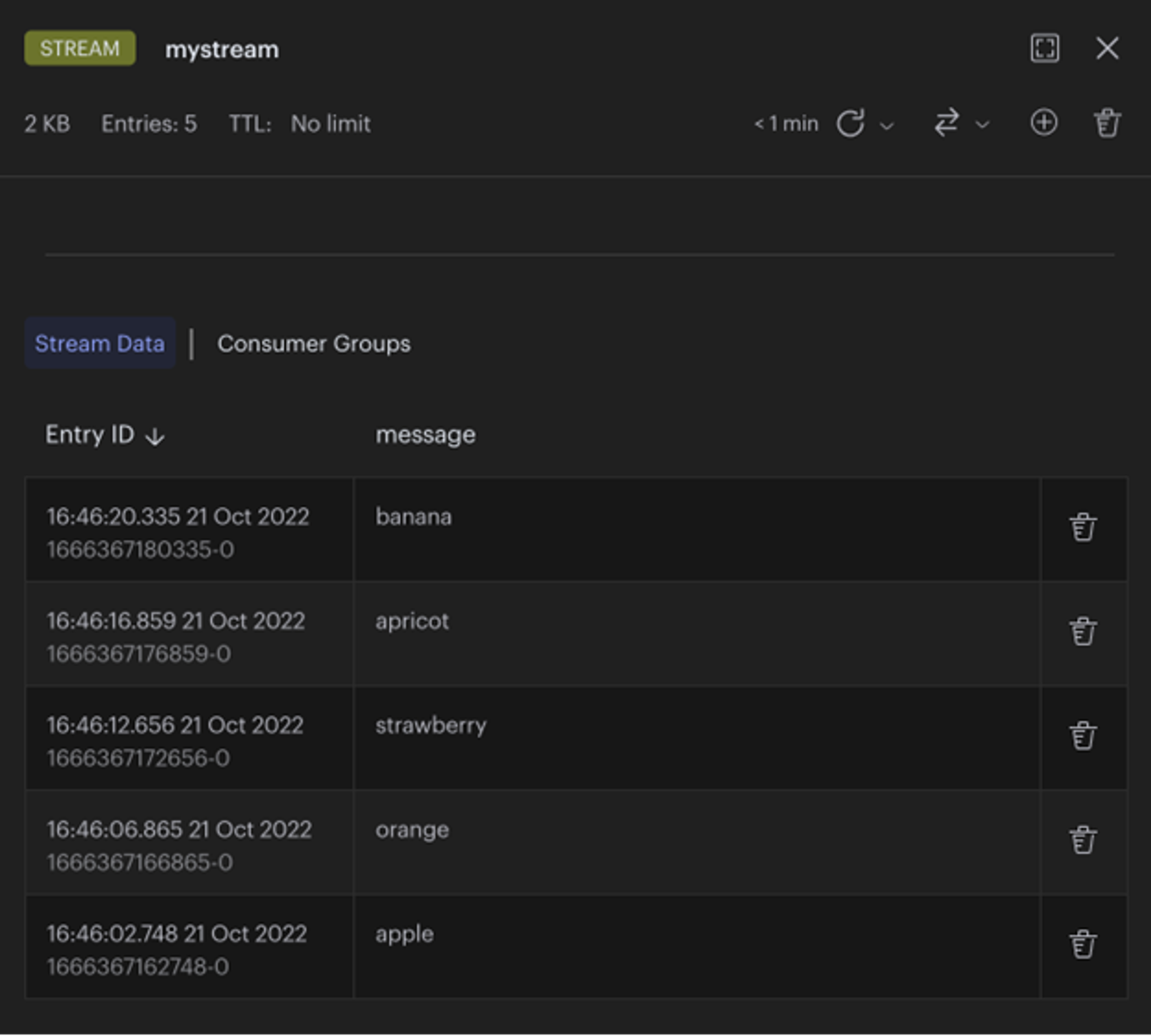 redis streams data