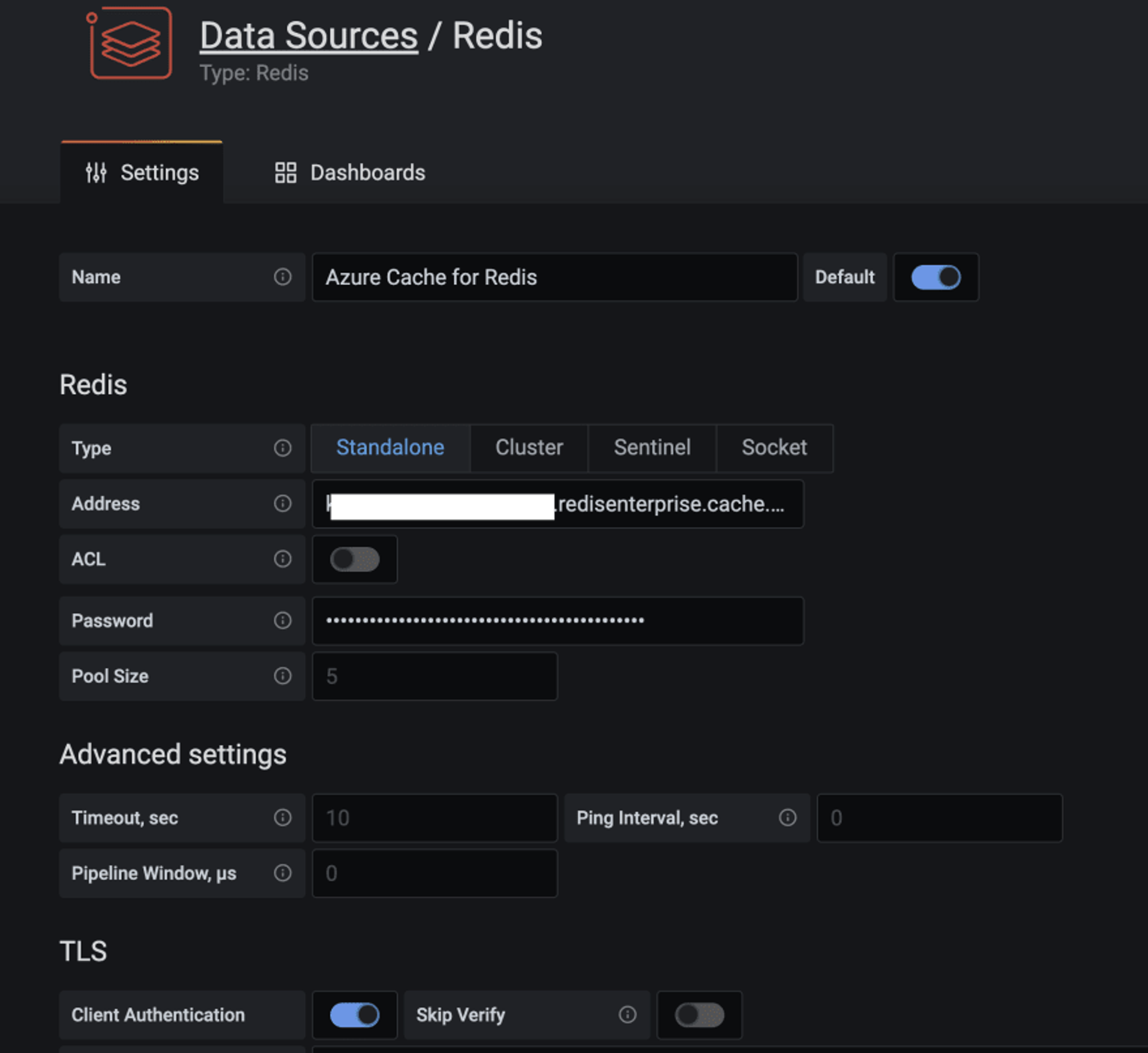 Grafana dash