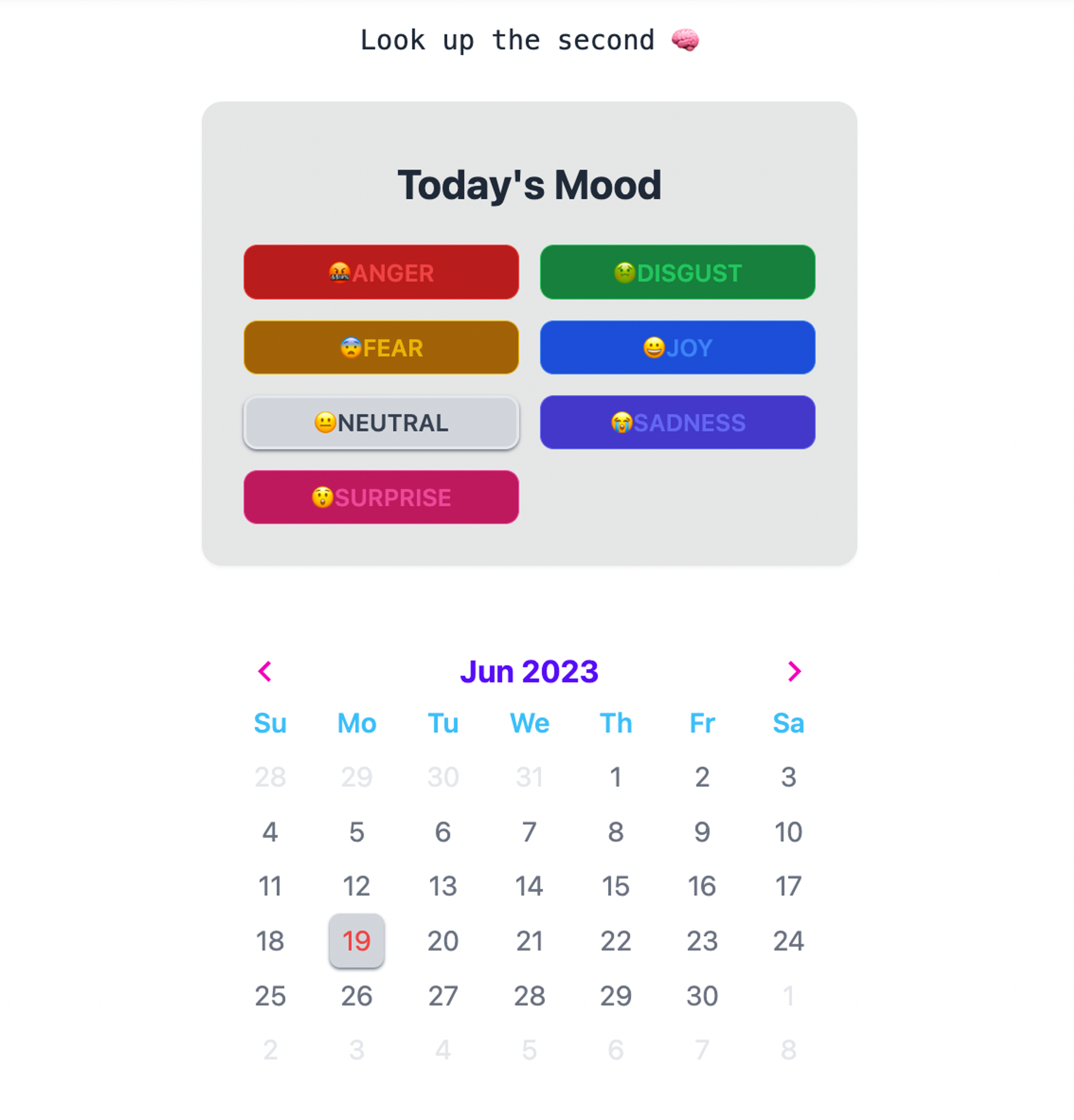 Memoiz mood tracker interface