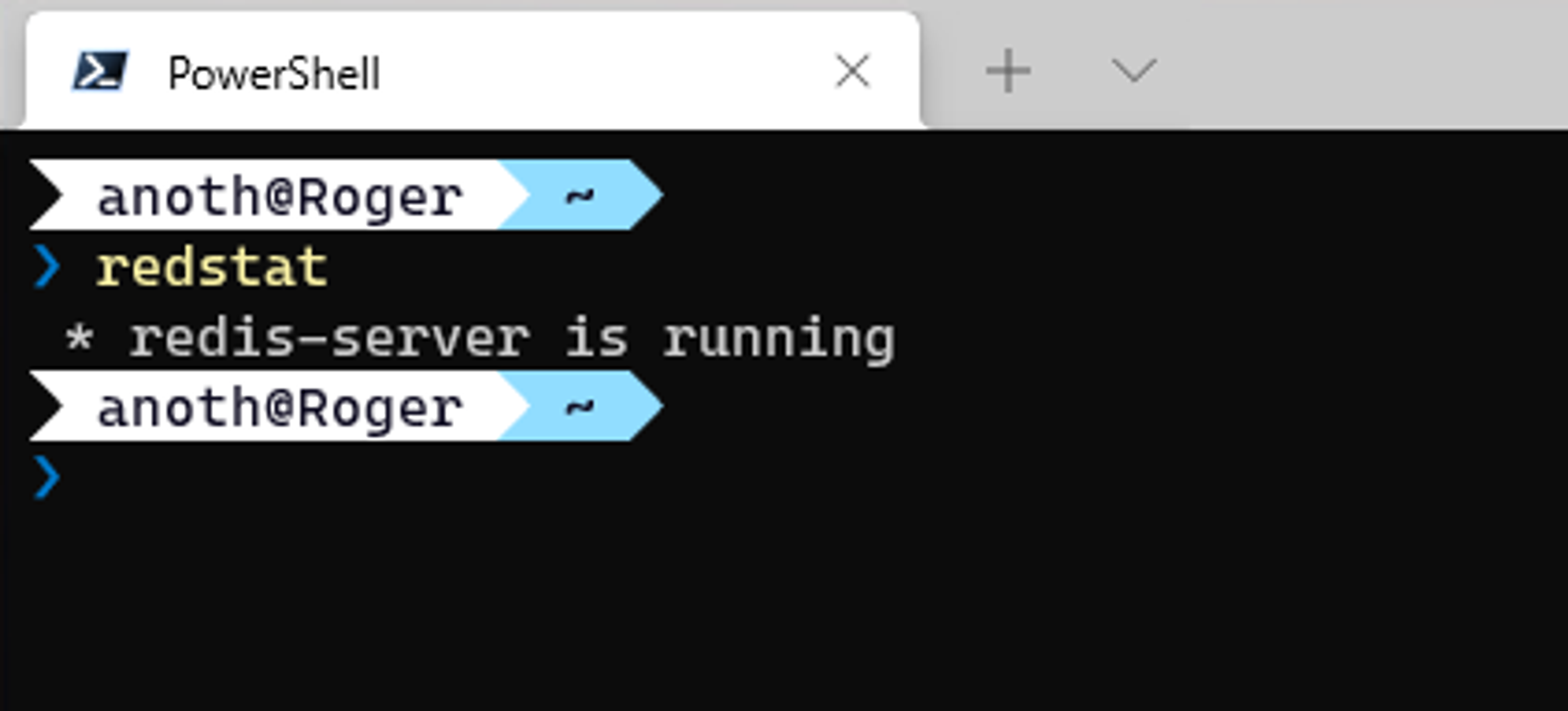 Calling the redstat function defined in PowerShell with the results from the redis-cli command