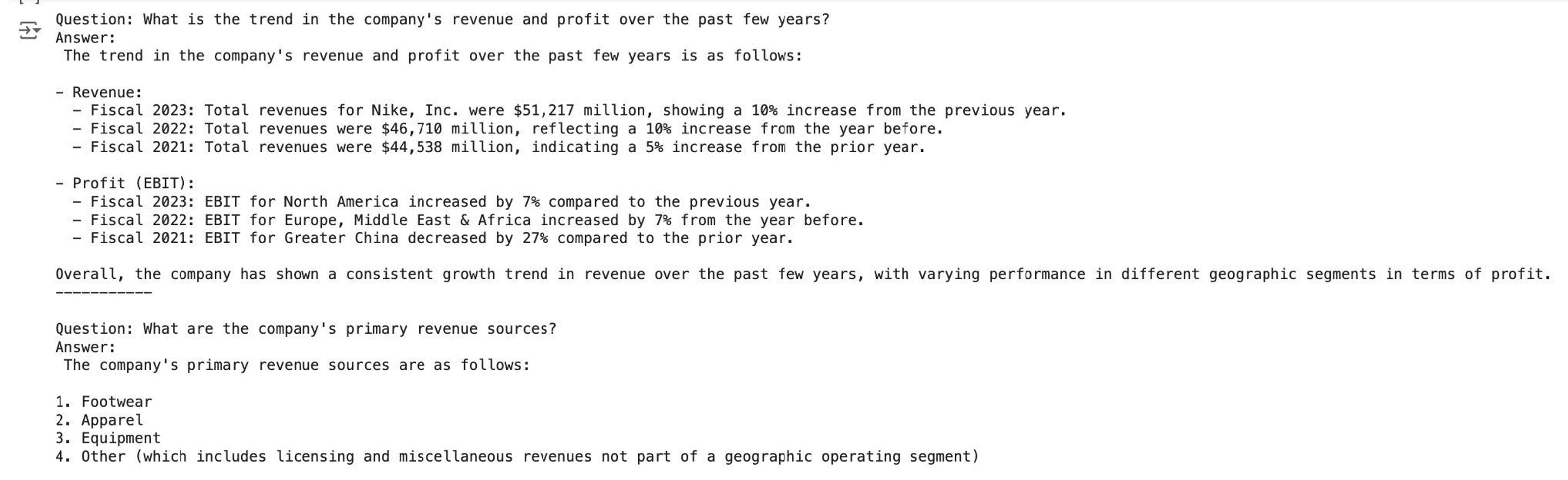 answers to our questions from the Colab notebook.