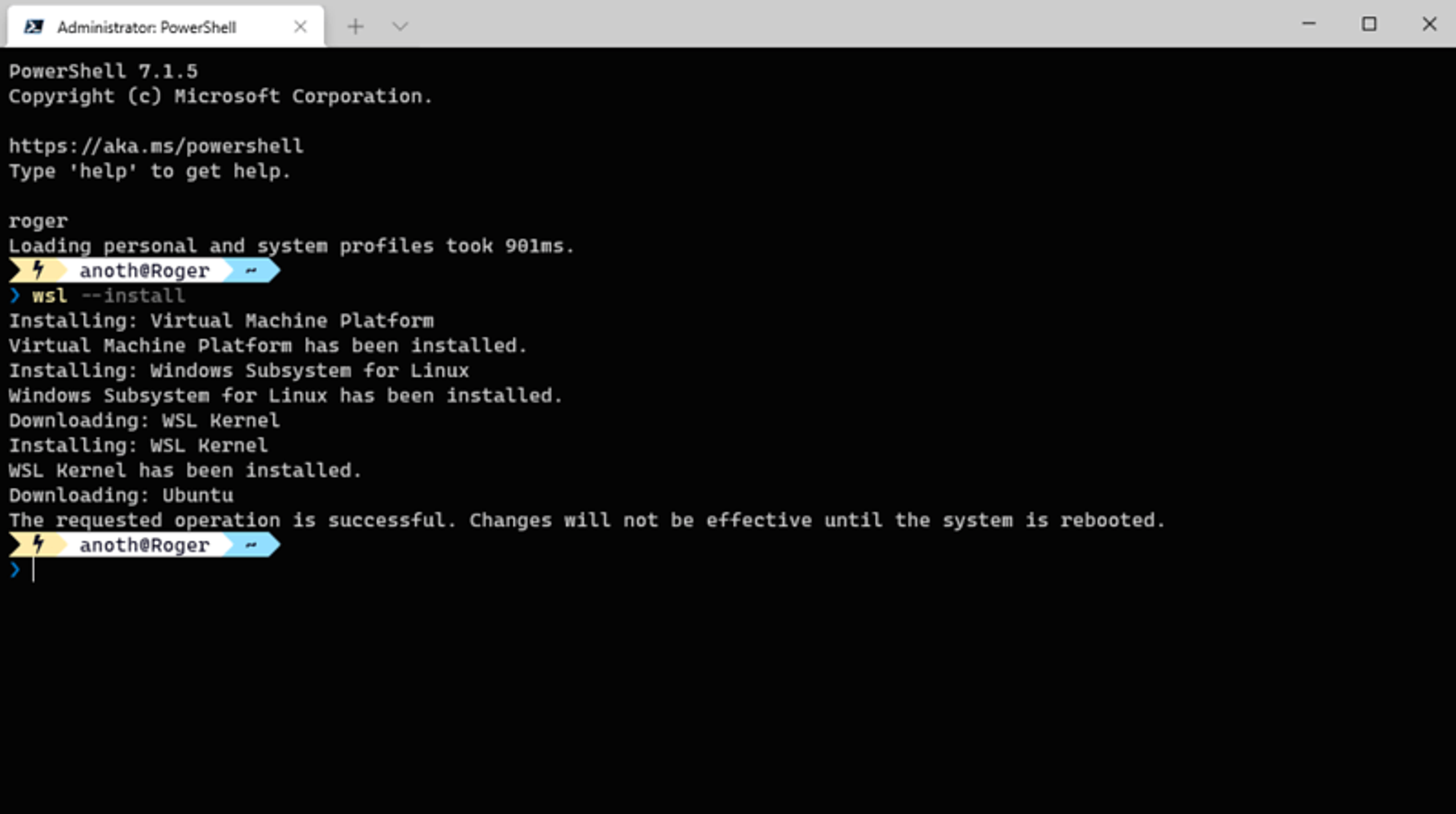 Installing WSL via the command line