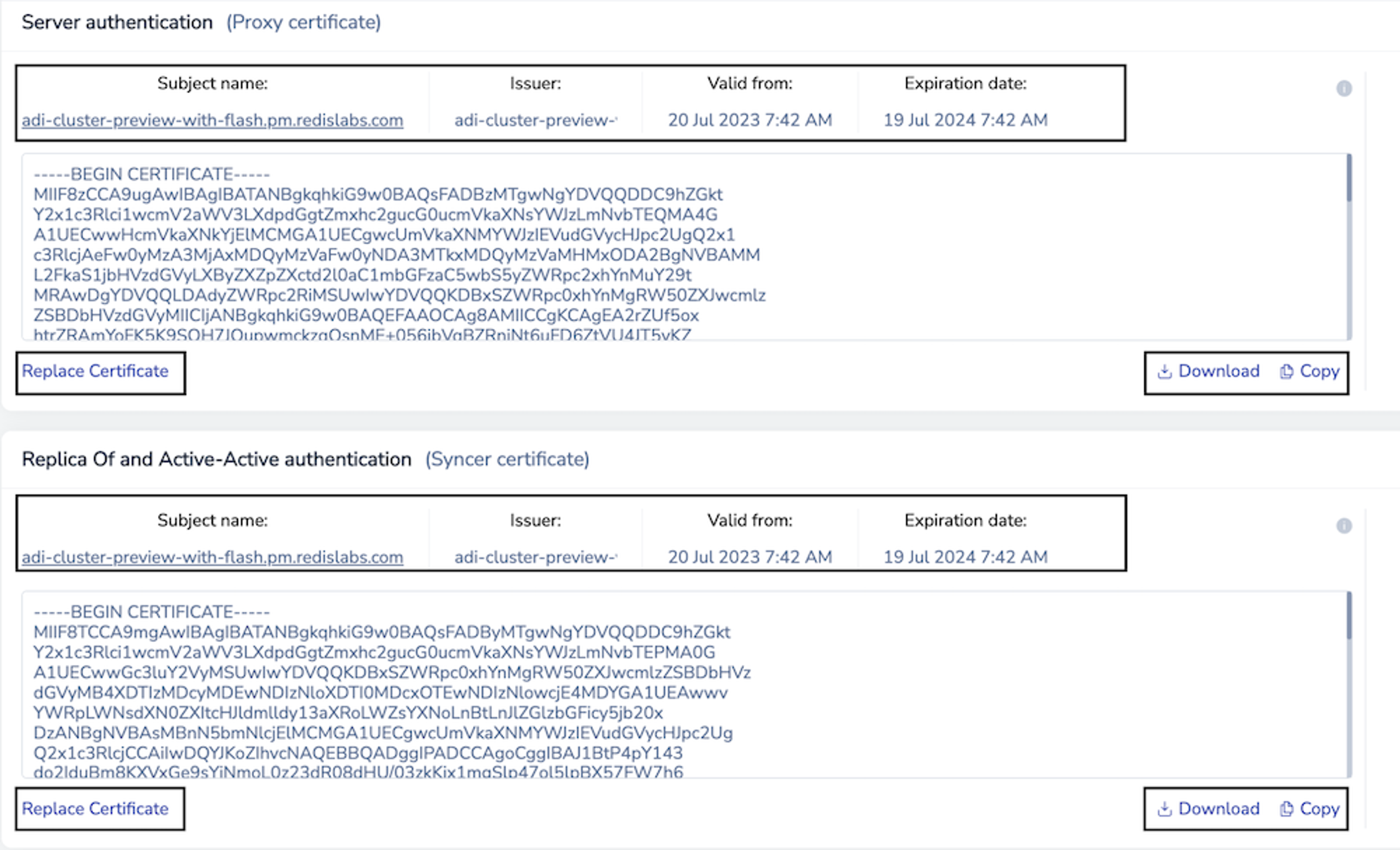 Cluster certificates view 
