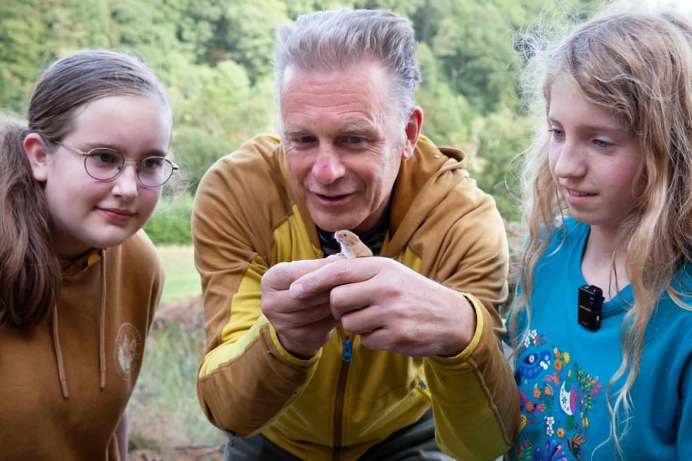 Chris Packham with Founders Eva and Emily