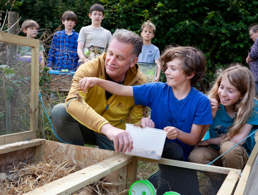 Releasing the mice with Chris Packham